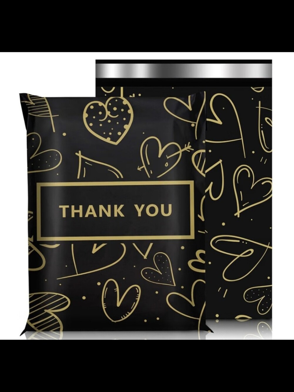25ct, 6x9 "HEARTS/THANK YOU" POLY MAILERS